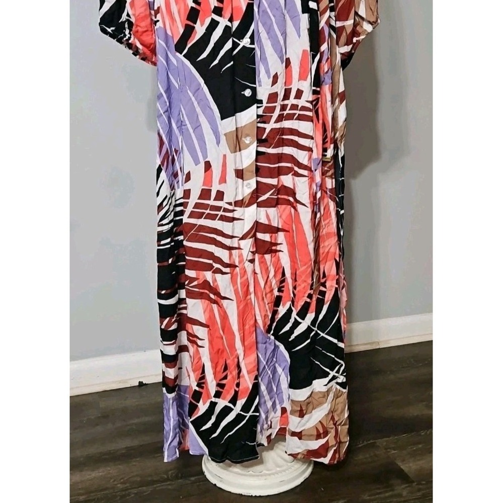 Vince Camuto Women's Printed Button-Front Cover-up Caftan, Multi, Medium - Picture 6 of 9